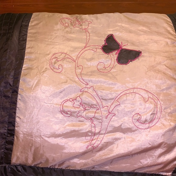 Vintage Satin butterfly pillow sham/ case - Picture 3 of 5